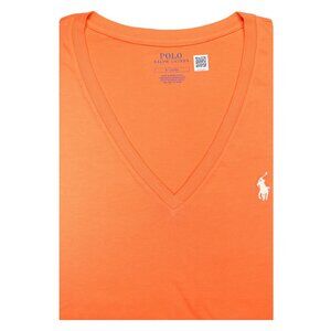 Polo Ralph Lauren Women Short Sleeve CLSC Fit V-Neck T-Shirt Orange MSRP $58.00